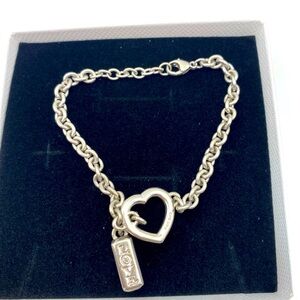 BGE Bradford Gold Exchange Sterling Silver 925 LOVE ALWAYS Heart Bracelet 7”